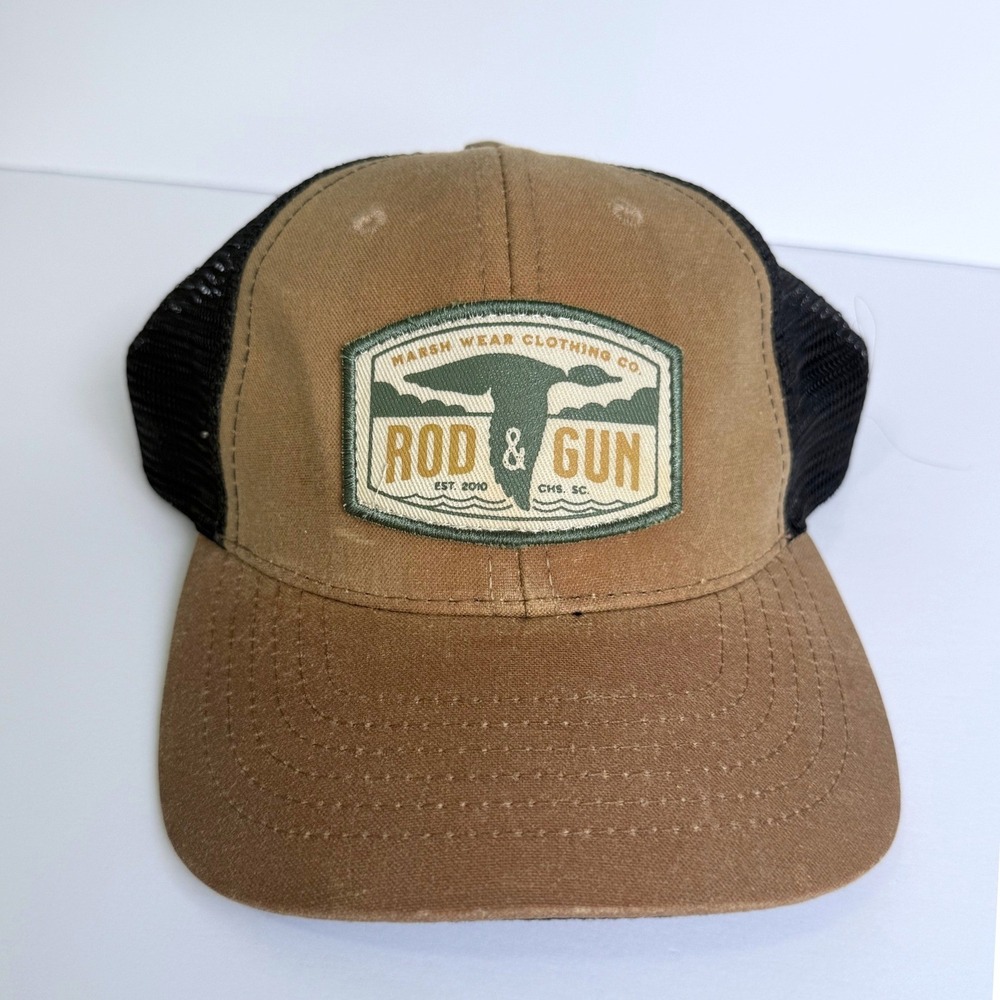 Marsh Wear Hat Mens OS Brown Rod & Gun Trucker Snapback Cap Mesh Back